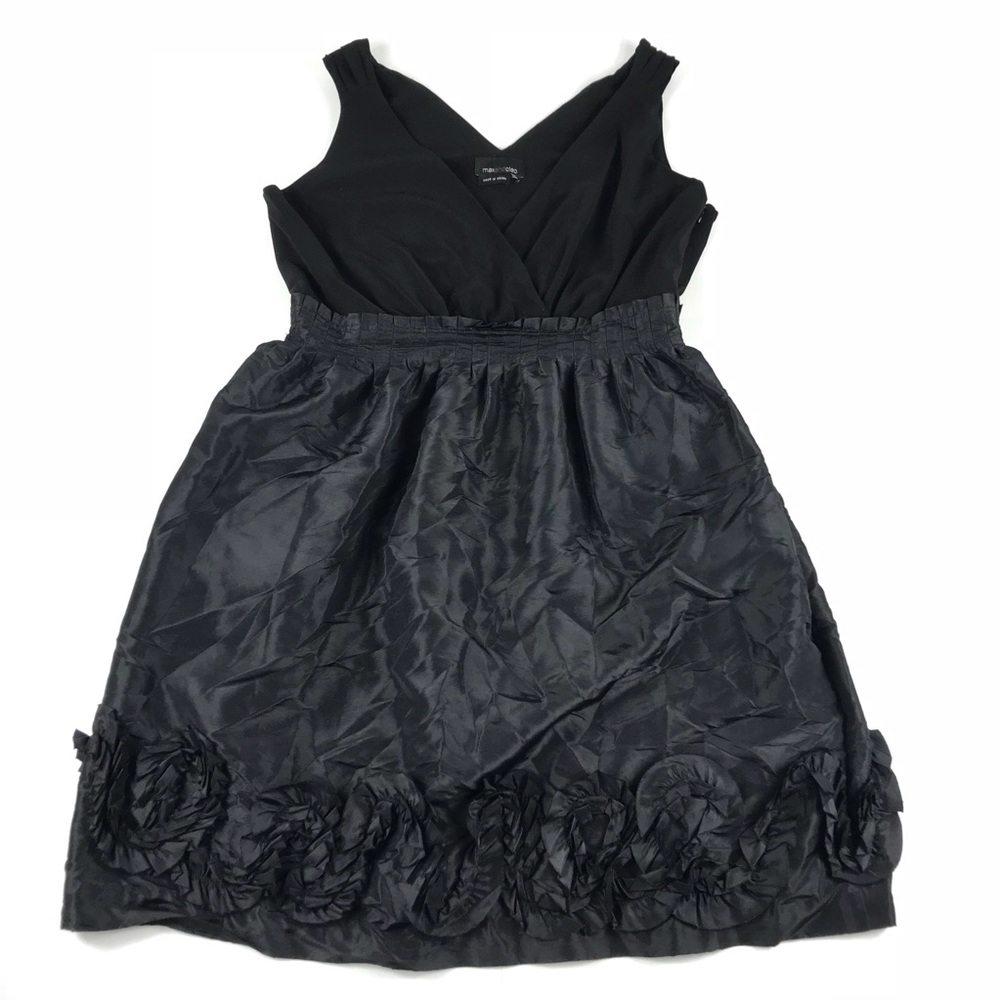 Max and Cleo Black Empire Waist Tea Ruffled Flower